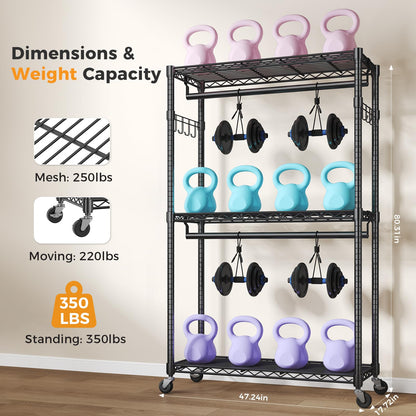 OLIXIS Rolling Clothes Rack, Heavy Duty Garment Rack, 47 IN, Metal Black