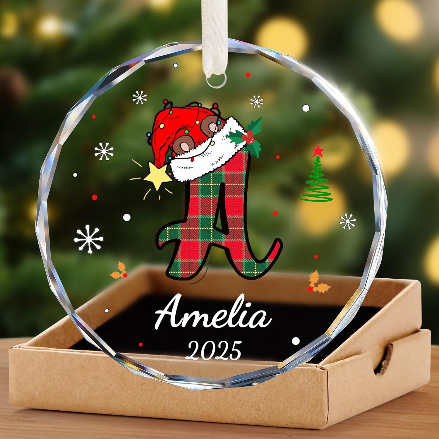 Personalized Christmas Ornaments 2025, Name Ornaments for Christmas Tree, Custom Initial Christmas