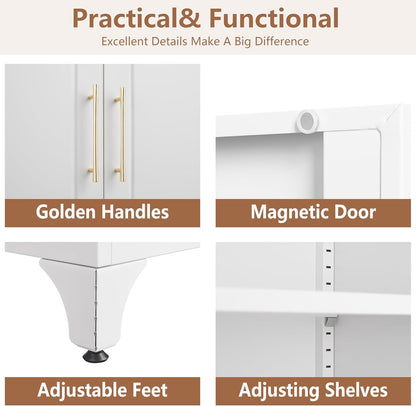 Kitchen Pantry Cabinet, 75" Tall Metal Pantry Cabinet with Two Drawers, Food Cupboards with Doors