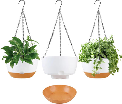 10 inch Hanging Planters Self Watering Pots for Indoor Plants, 3 Pack Plastic Hanging Basket with
