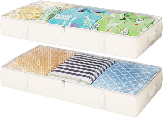 2-Pack Under Bed Storage, 6 Inches Tall Closet Organizers and Storage Bins with Sturdy