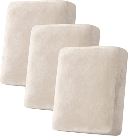 H.VERSAILTEX Velvet Stretch Couch Cushion Cover Plush Cushion Slipcover for Chair Loveseat Sofa