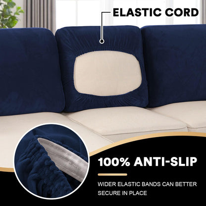PrinceDeco Sectional Couch Covers Velvet Cushion Covers for Sectional Couch Washable Cushion Covers
