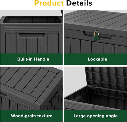 45 Gallon Outdoor Deck Box,Storage Lockable Waterproof Patio Furniture,Garden Tools,Cushions,Pool