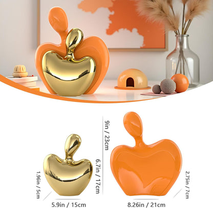XMGZQ Orange and Gold Ceramic Couple Figurines Home Decor,Wedding Engagement Romantic Gift for