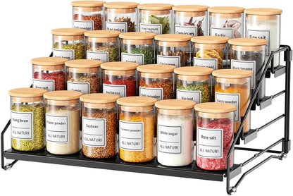 RCHYFEED Spice Rack Organizer for Cabinet Pantry,4 Tier Spice Rack Countertop, Depth Adjustable