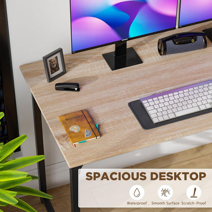 PayLessHere | 47 Inch Computer Desk | Nature | Office Desk with Metal Frame, Adjustable Feet |