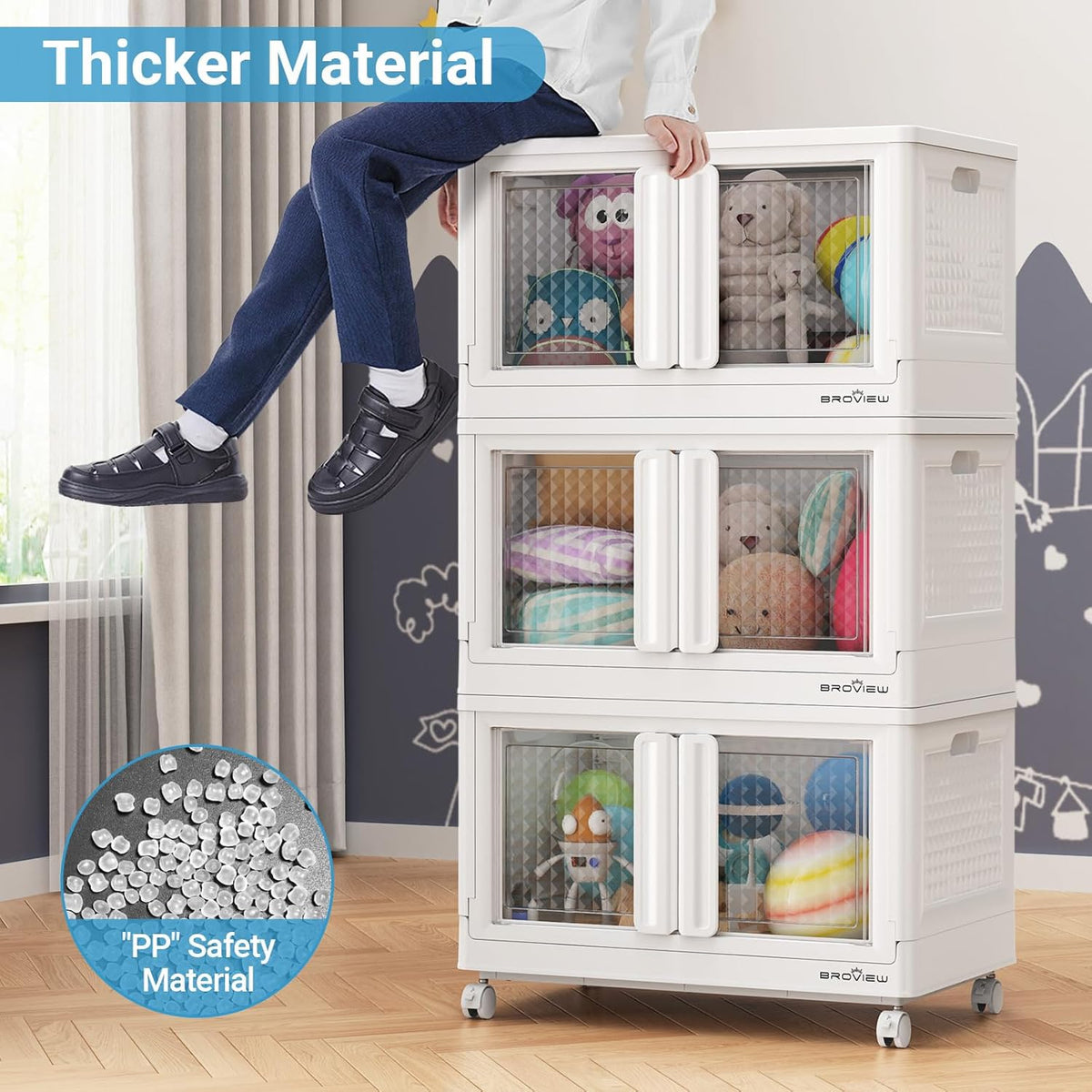 400Qt Stackable Storage Bins with Lids, 100Gal Closet Organizers and Storage Drawer, Plastic