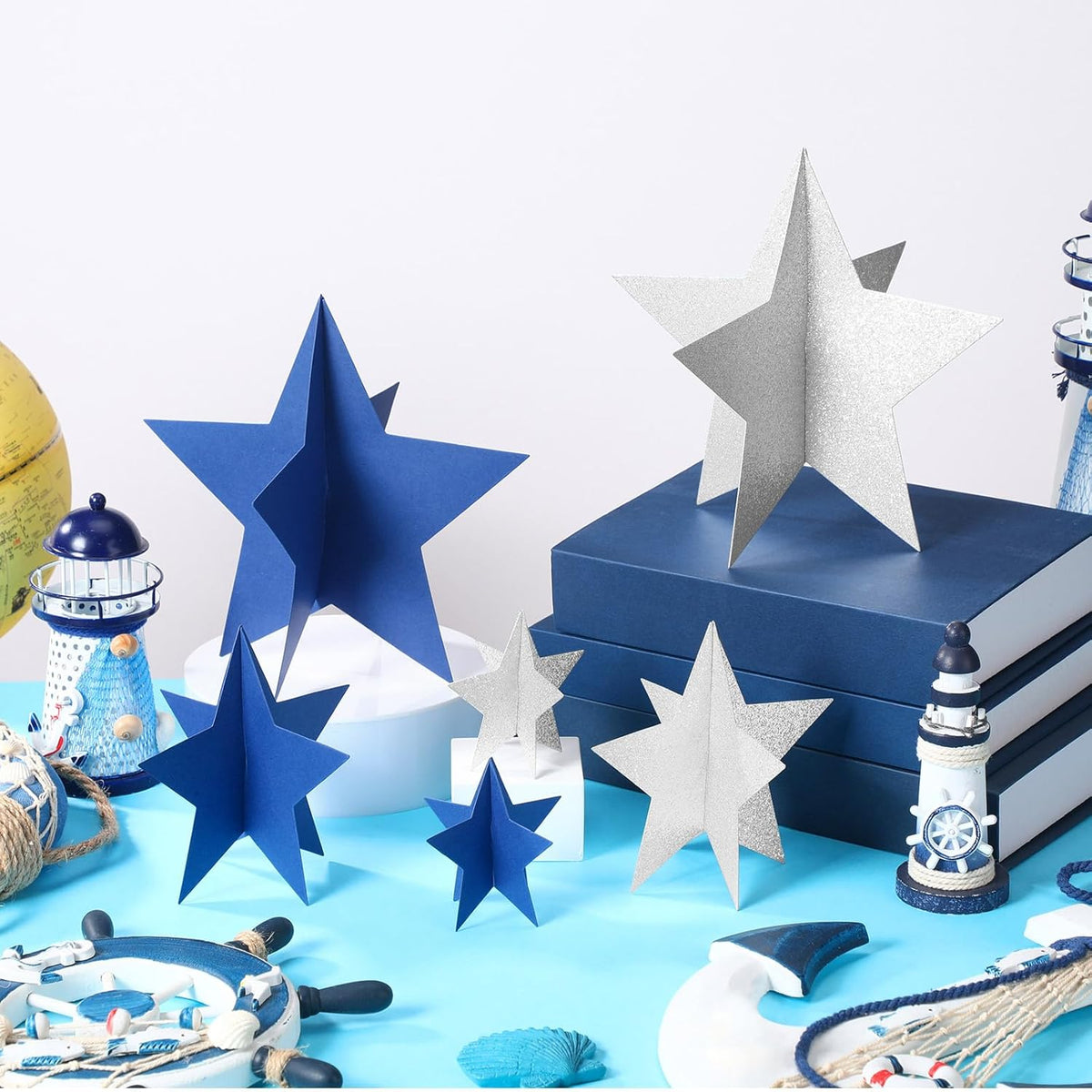 45 Pcs 3D Star Centerpieces Movie Night Decorations for Table in 3 Sizes Hanging Supplies for Red