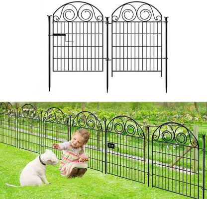 Tall Garden Animal Barrier Fencing with Gate, 32 Inch(H) 2 Panels Total Length 4.4 Ft Outdoor Dog
