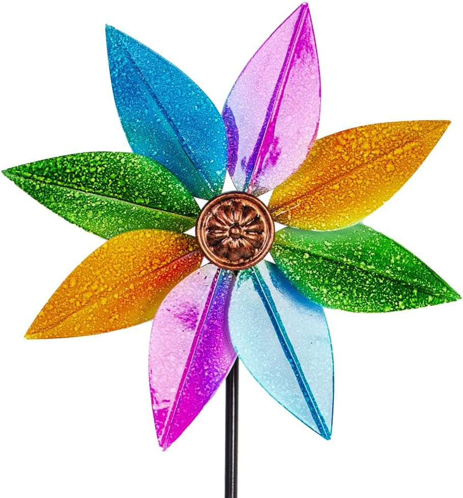 DREAMYSOUL Colorful Wind Spinner 38Inches, Metal Garden Pinwheels for Yard and Garden, Decorative