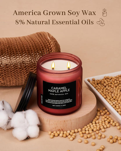 M&SENSE Caramel Apple Pie Candles for Home Scented, Natural Soy Wax 11.6oz Long Lasting 70 Hours