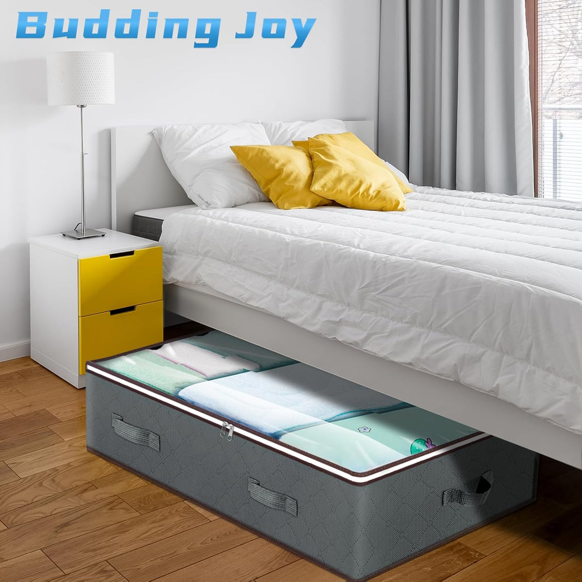 Budding Joy 90L Under Bed Storage Containers, Closet Organizers and Storage Bins, Foldable Underbed