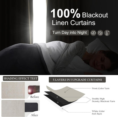 Bedroom Blackout Curtains 63 Inches (5-1/4FT) Long 2 Panel Set,Thermal Curtains for Summer Heat