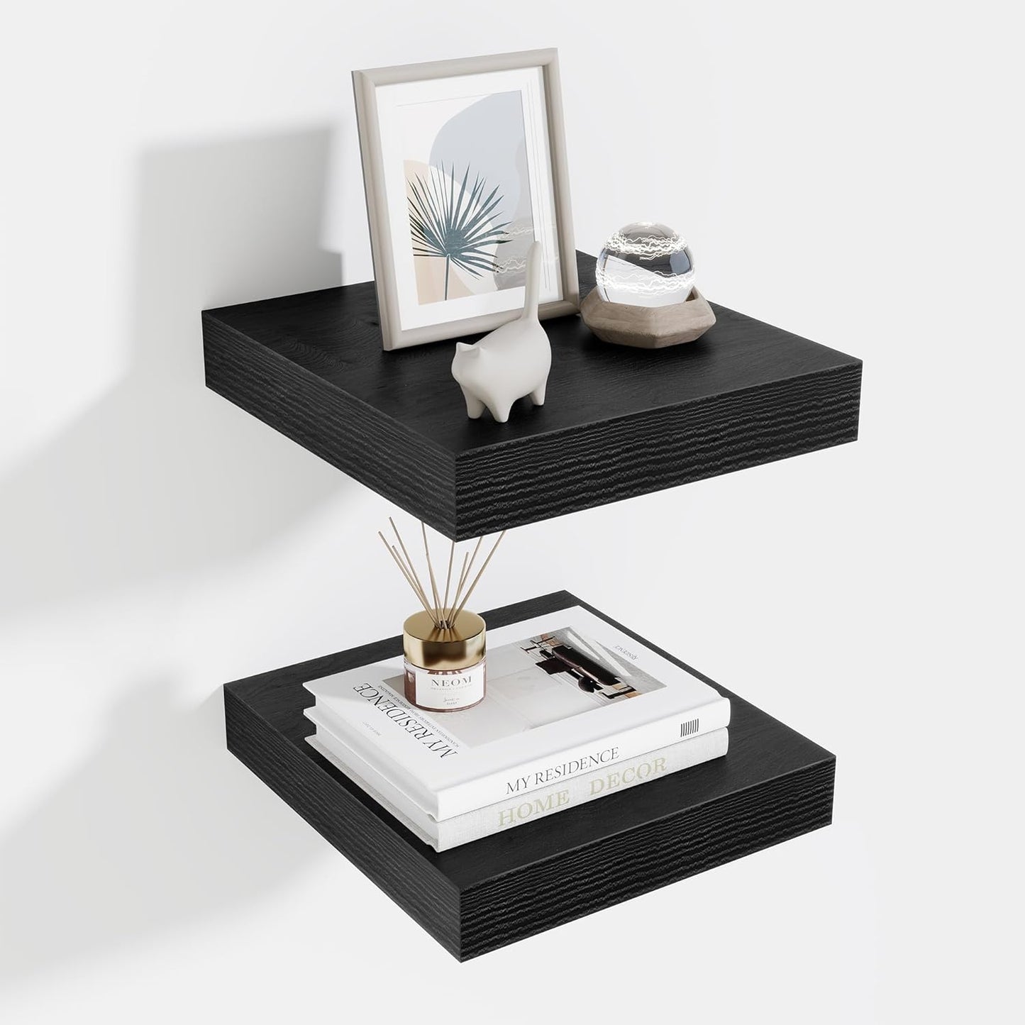 Fun Memories Floating Shelves for Wall 10 Inch, 10 Inch Deep Square Wall Shelves, Bathroom Storage