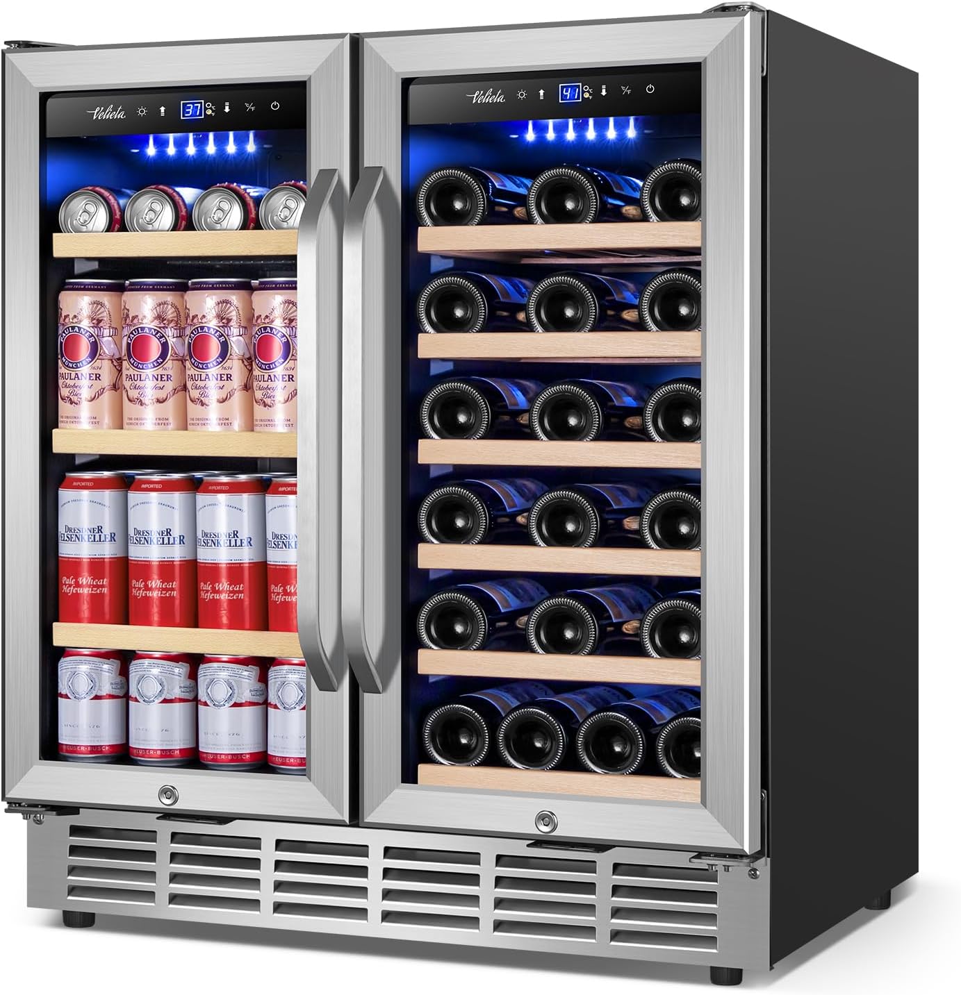 Wine and Beverage Refrigerator 30 Inch, Upgrade Dual Zone Wine Cooler, 30'' Wine beverage Fridge