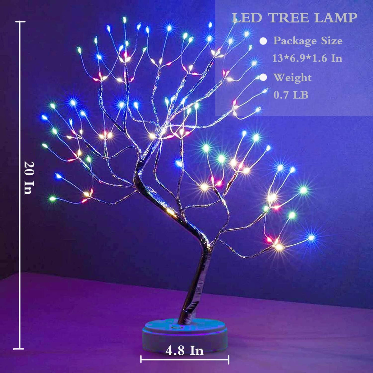 20" 108 LED Tabletop Bonsai Tree Light, Sparkly Fairy Spirit Tree Lights, Battery/USB Operated, DIY