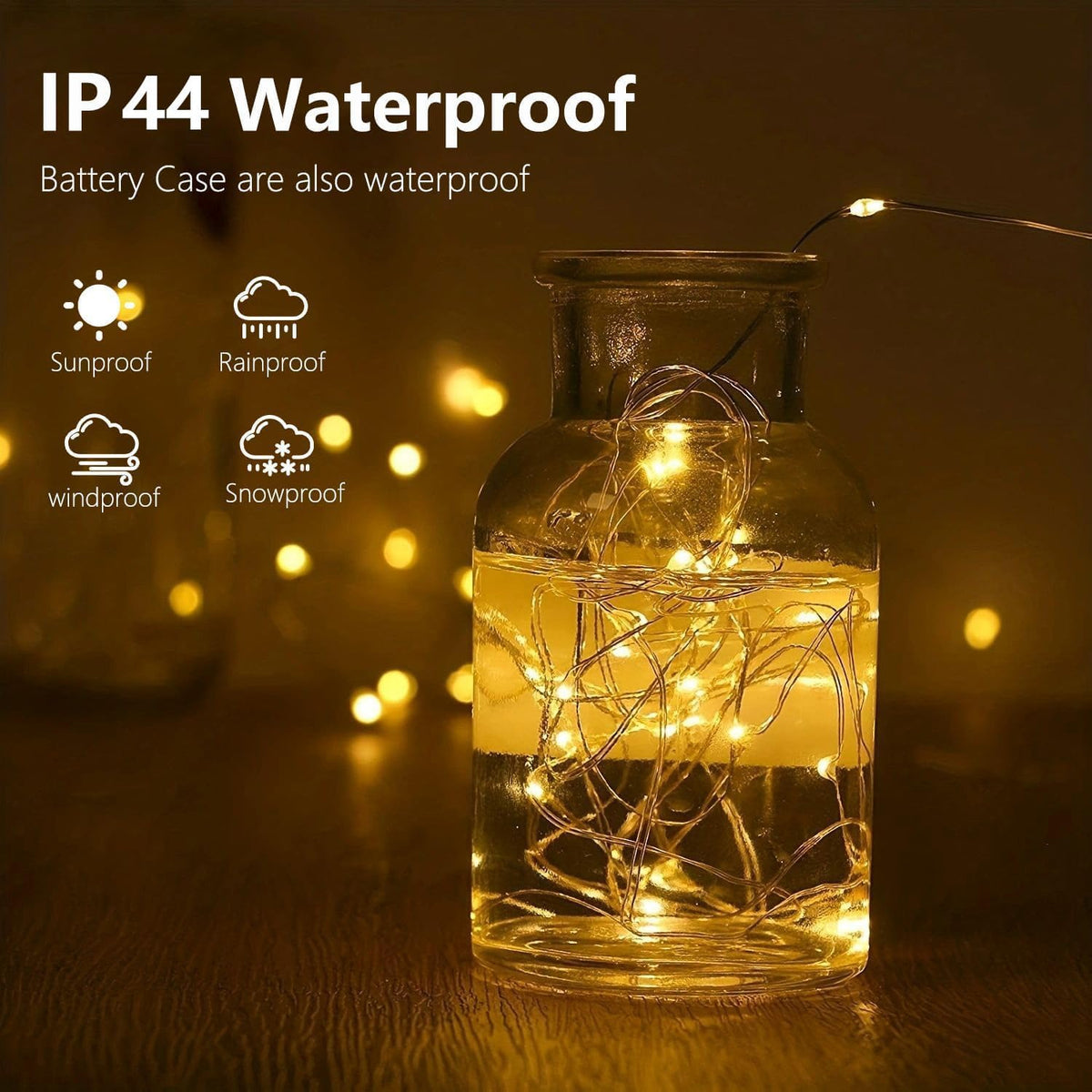 4-Pack Fairy Lights Battery Operated with Remote, Waterproof 33FT 100 LED Battery String Lights