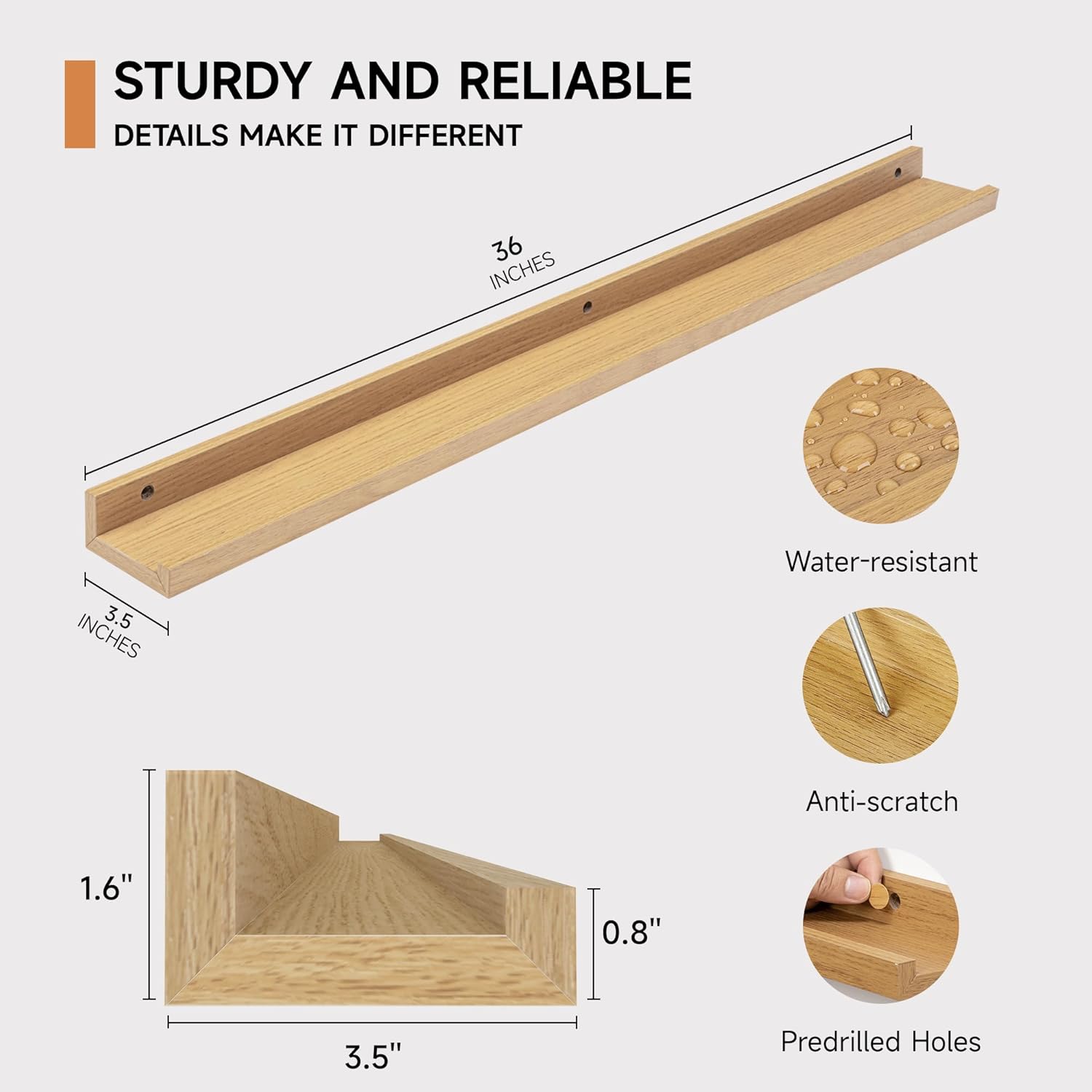 Picture Ledge Shelf for Wall, Floating Shelves Set of 4, 36 Inch Long Nursery Book Shelves for Toys