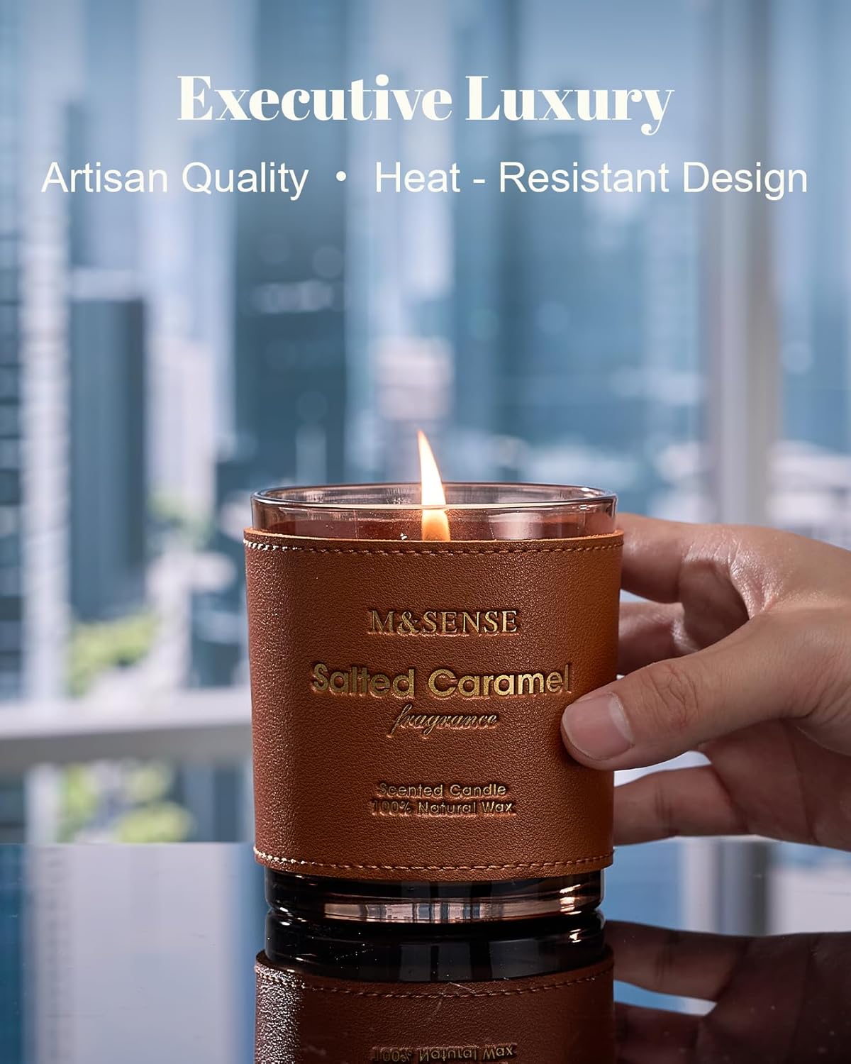 M&SENSE Cinnamon Tobacco Scented Candles,Vegan Soy Wax Candle,10oz 42-Hour Slow Burning Time,No