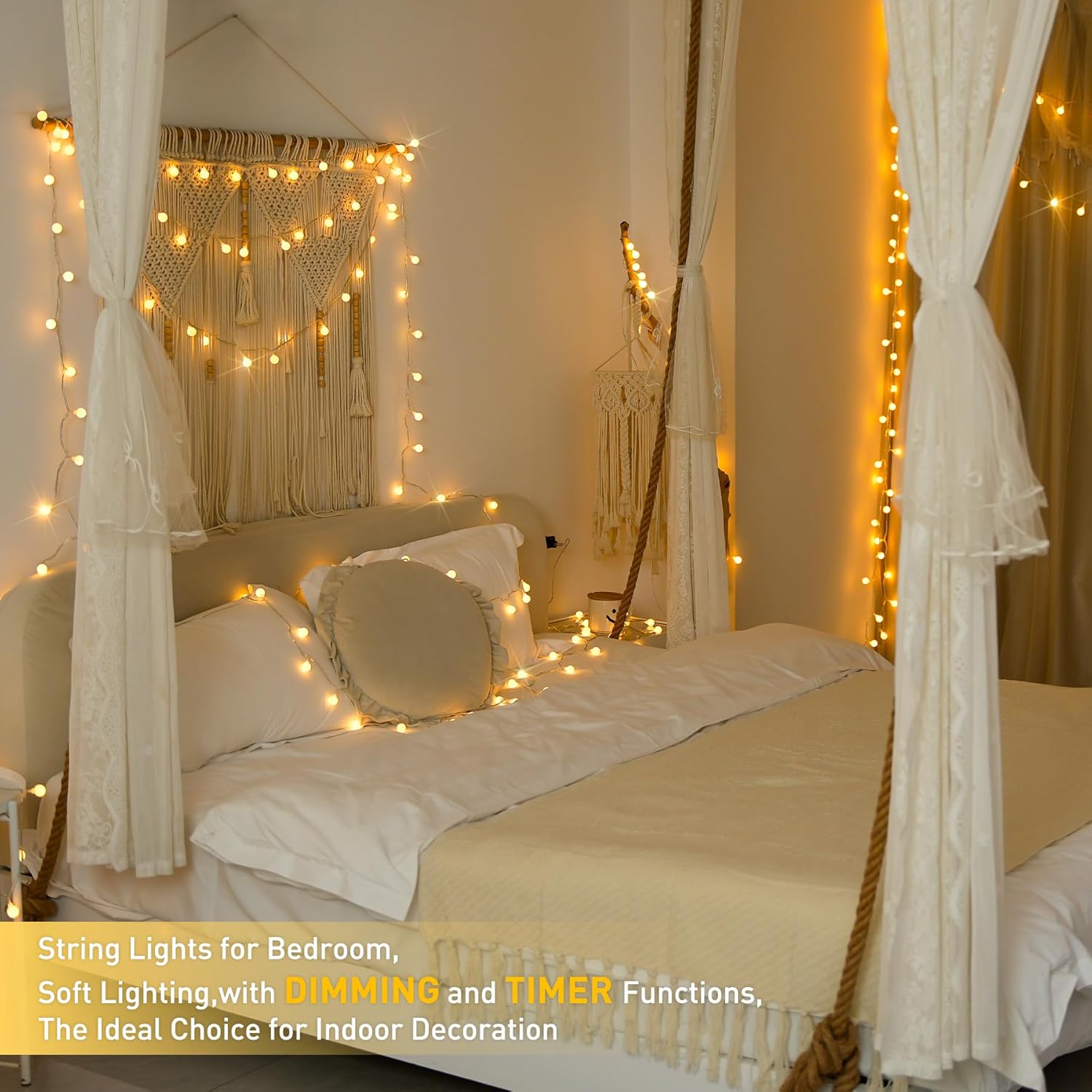 147ft Globe String Lights Indoor Outdoor Waterproof, 300 LED Christmas fairy Lights Plug in with