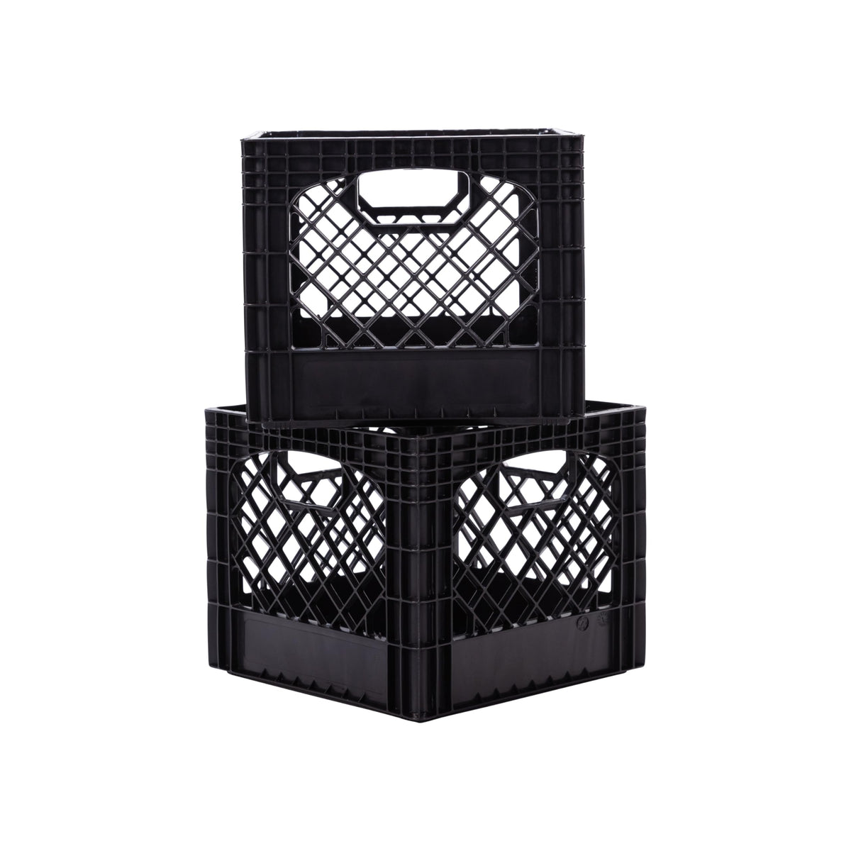 Plastic Milk Crate Storage Tote with Handles, 16-Quart Stackable Cube Organizer for Garage, Home