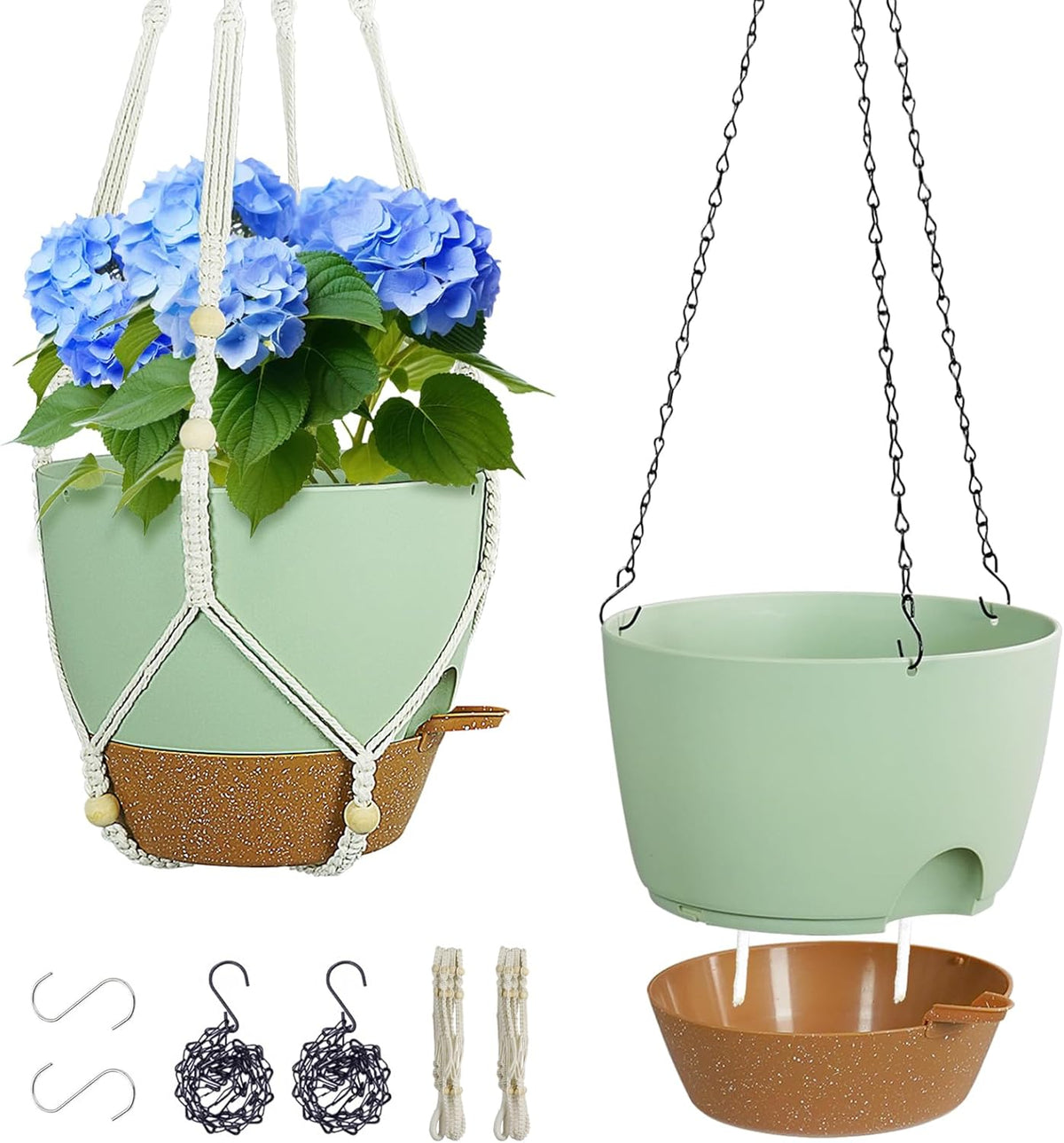 10 inch Self Watering Hanging Planters for Indoor Plants, 2 Pack Hanging Baskets for Outdoor