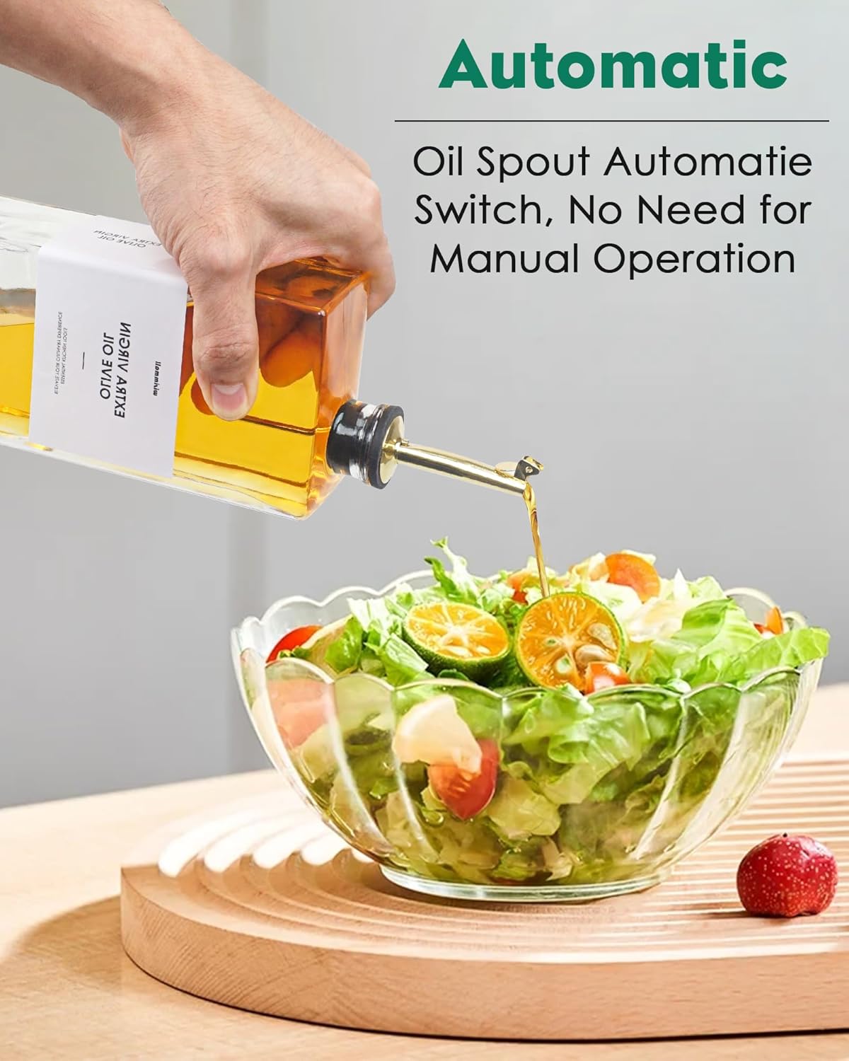 Olive Oil Dispenser For Kitchen, Glass Oil Bottle 500ML Oil And Vinegar Dispenser Set Of 4 with 4