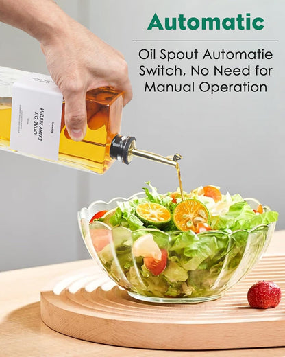 Olive Oil Dispenser For Kitchen, Glass Oil Bottle 500ML Oil And Vinegar Dispenser Set Of 4 with 4
