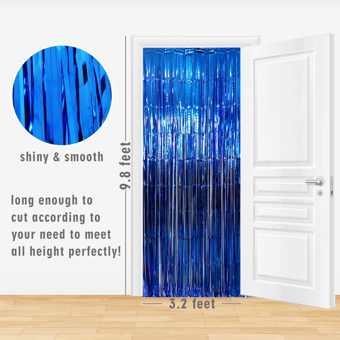 GOER 3.2 ft x 9.8 ft Metallic Tinsel Foil Fringe Curtains Party Photo Backdrop Party Streamers for