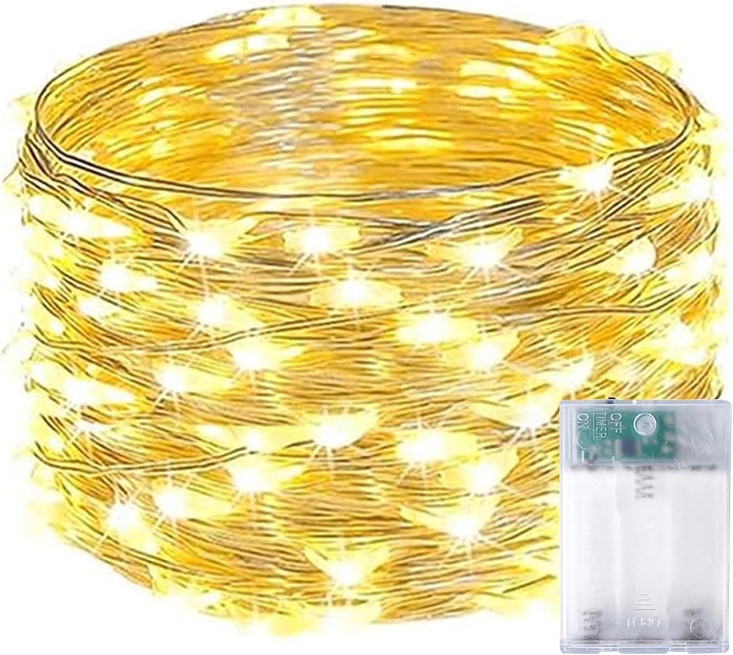 1-Pack Fairy Lights Battery Operated with Timer, Waterproof 16FT 50 LED String Lights Indoor