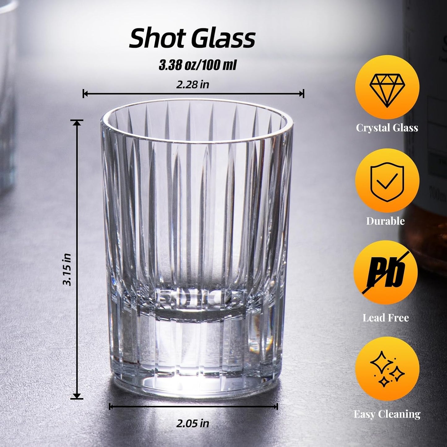 KAMMAK Crystal Whiskey Glasses Set of 2, Handcrafted 3.38oz Liquor Glasses, Luxury Old Fashioned