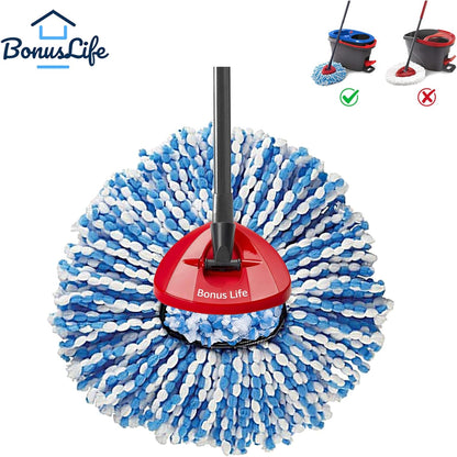 BonusLife 3-Pack Mop Head for O-Ceda RinseClean Spin Mop Refill 2-Tank System Only Easy Cleaning