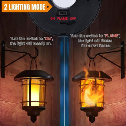 Dynaming Solar Flame Wall Lanterns, Outdoor Solar Wall Hanging Lights, Flickering Flame LED Lights