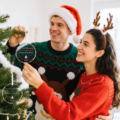 Personalized First Christmas Married Ornament 2025, 1st Year Wedding Ornament for Newlywed, Custom