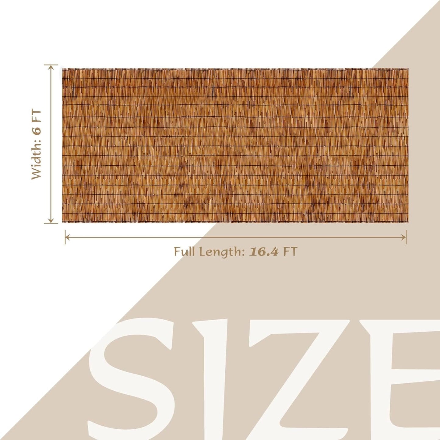 ZNCMRR Natural Bamboo Fencing 6 Feet High Privacy Fence Reed Fencing Rolls Screen Curtains for