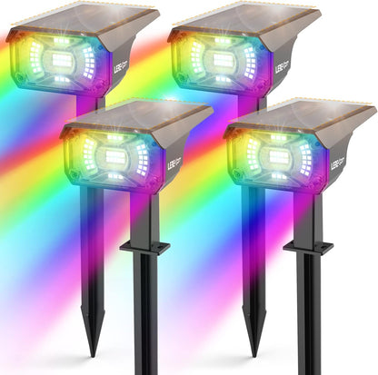 Color Solar Light Outdoor Waterproof Spotlights with 9 Light Modes, Color Changing Solar Outdoor