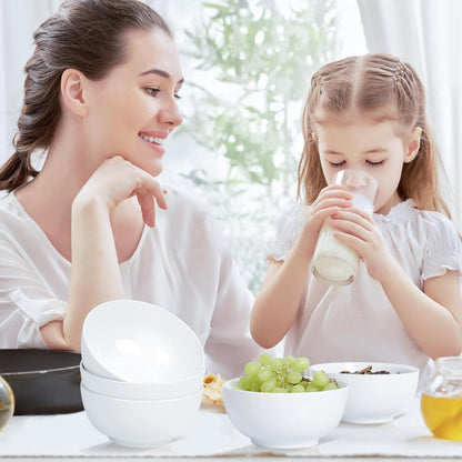 White Soup Bowls 6 in, 26Oz round Large Ceramic Bowl set of 6, Deep Porcelain Bowls for Cereal