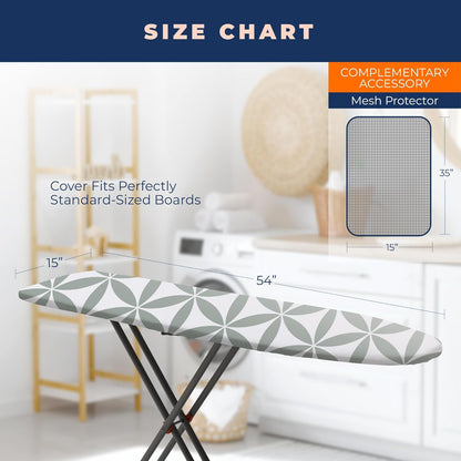 Ironing Board Cover and Pad Extra Thick Heavy Duty Padded 4 Layers Non Stick Scorch and Stain