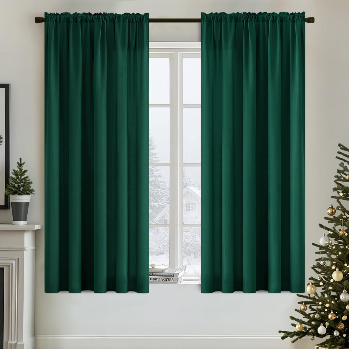 MIULEE Hunter Green Privacy Sheer Curtains That Let Light in 63 Inches Long Non-See-Through Semi