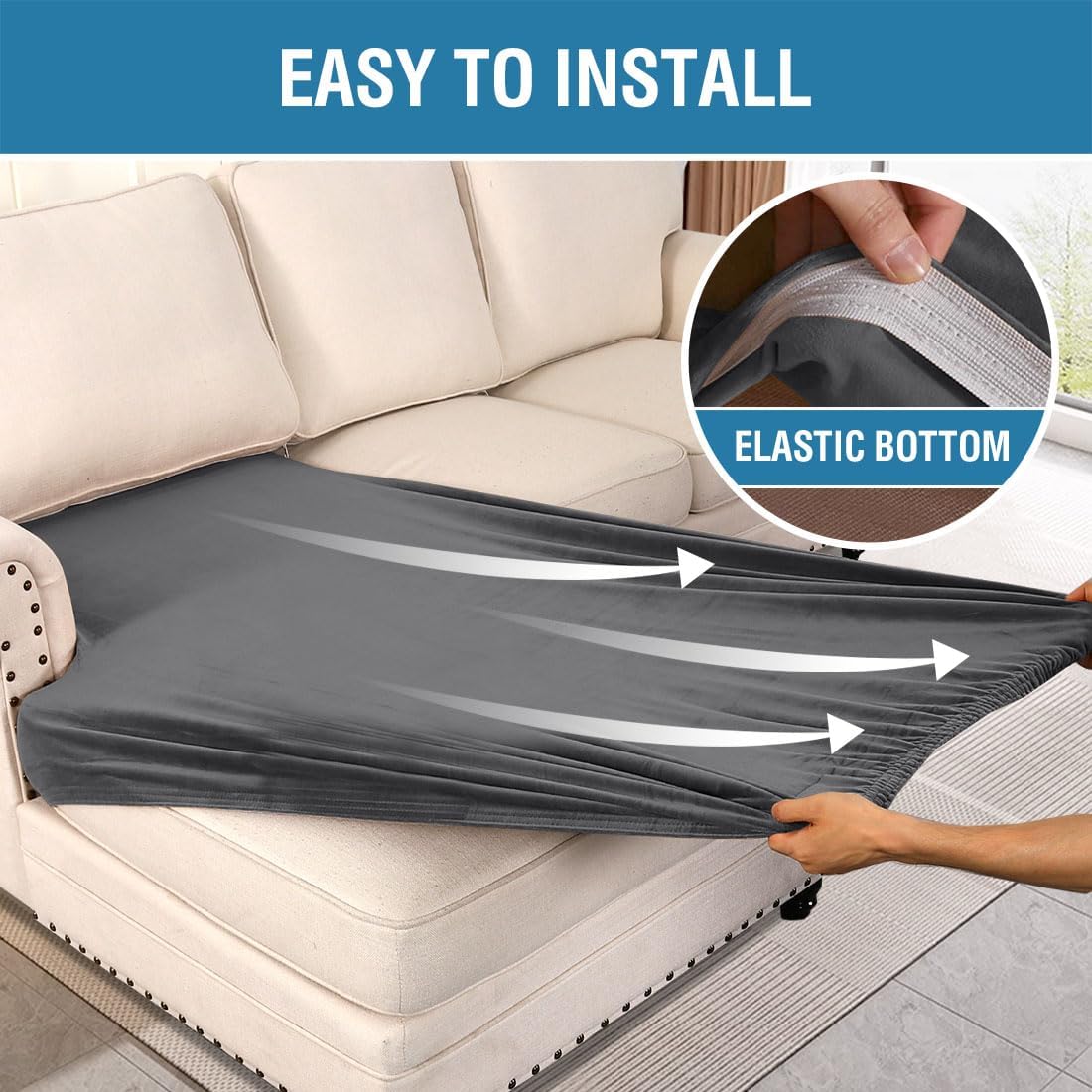 H.VERSAILTEX Velvet Stretch Individual Chaise Cover Sectional Couch Covers for L Shaped Sofa Both