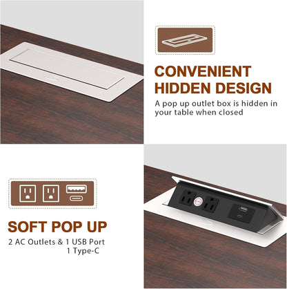 HIFYOBRO 24" Tall End Table with 2 Drawers and Charging Station, Type-C & USB Port & Power outlets