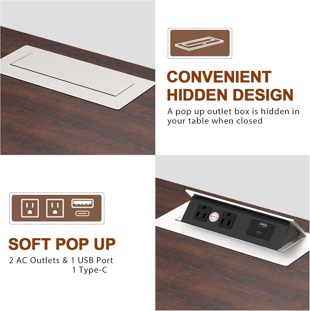 HIFYOBRO Large End Table Set of 2, 2 Drawers and Charging Station, Type-C & USB Port & Power