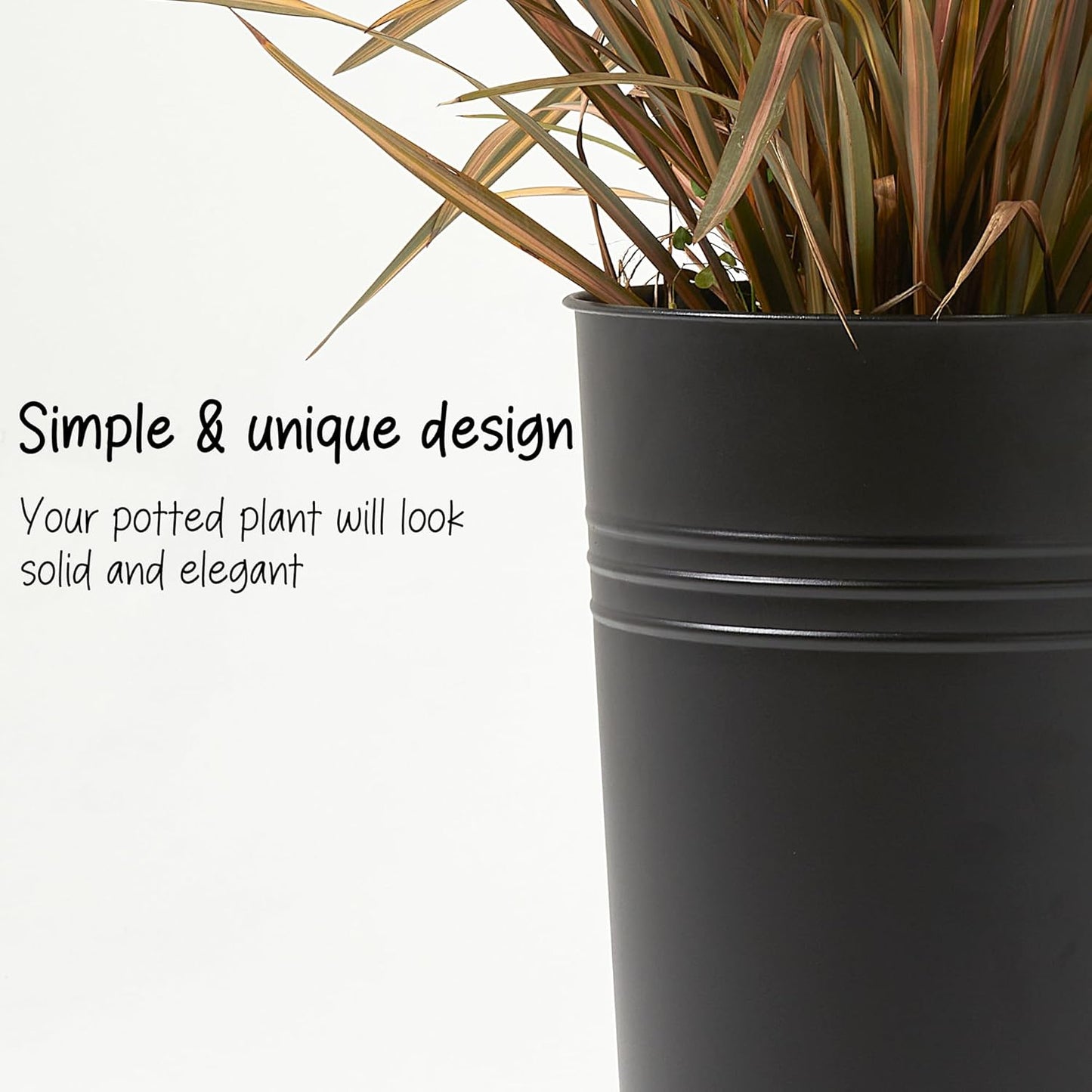 KOL 28'' Tall Galvanized Steel Planter Pot - Flower Pot with Water Level Indicator for Plants