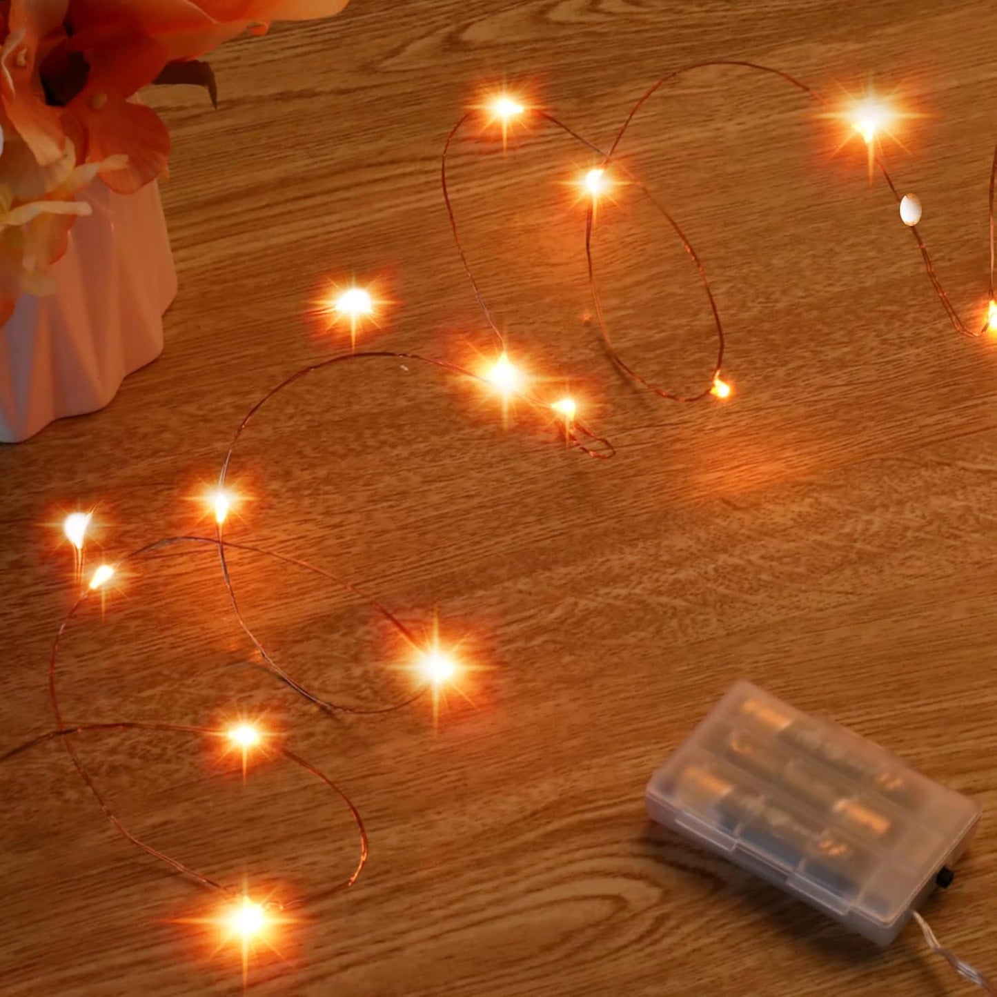 Mini Halloween Fairy Lights Battery Operate, 4 Pack Copper Wire Night Lights 3*AAA Battery Powered
