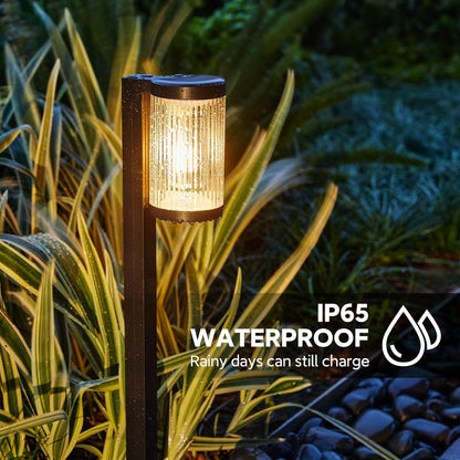 Solar Pathway Lights Outdoor, 6 Pack Upgraded Outdoor Solar Lights for Outside Super Bright Up to