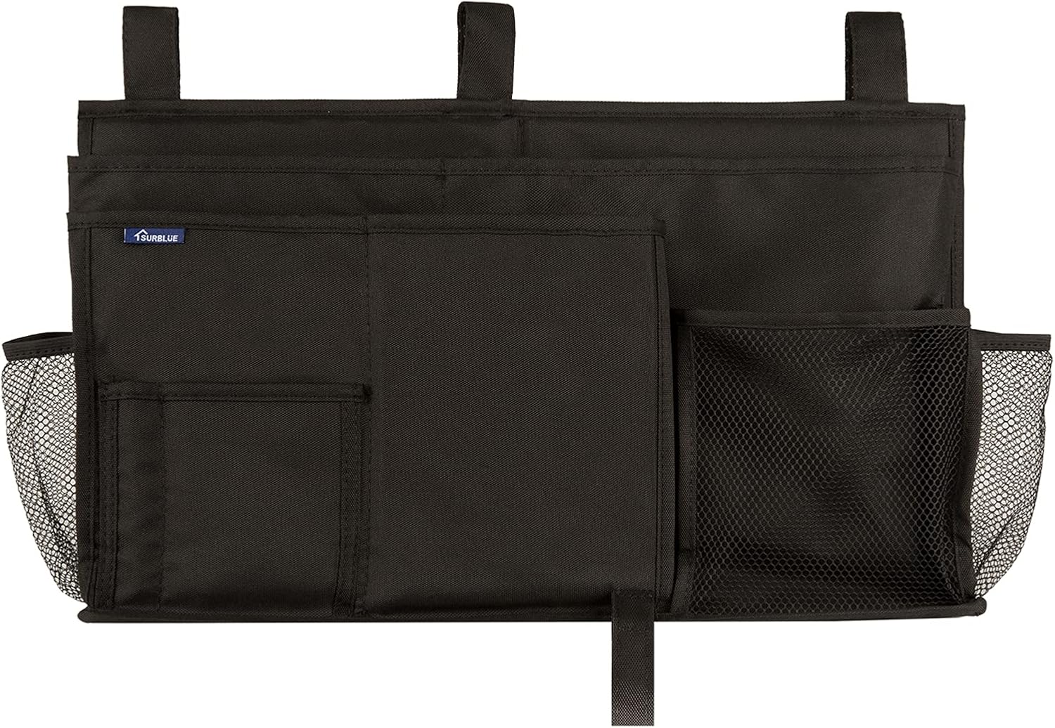 Surblue Caddy Hanging Organizer Bedside Storage Bag for Bunk and Hospital Beds, Black, L