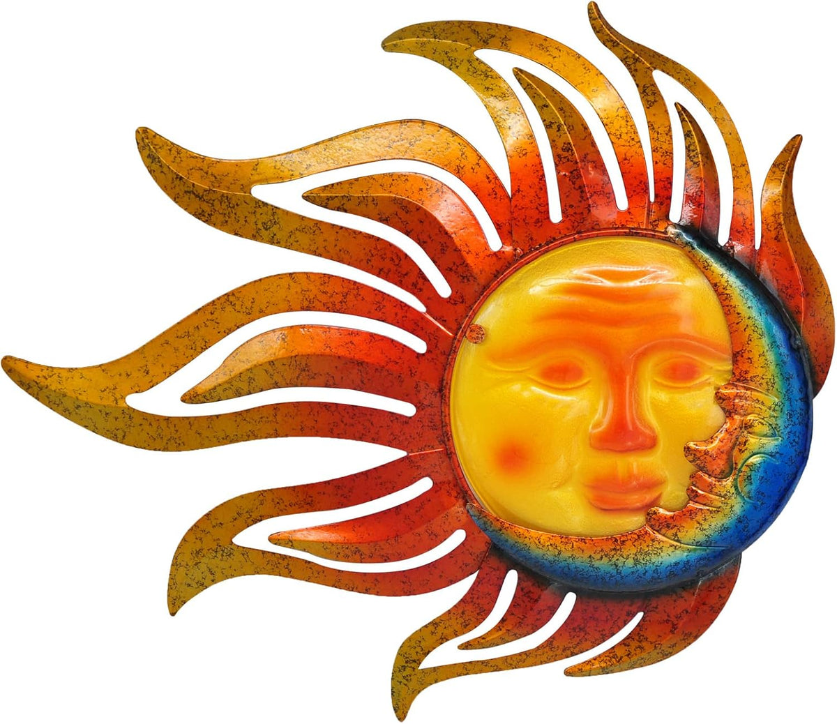 Sun Metal Wall Art Outdoor Decor Sun Moon Face Wall Decor Rust Proof Large Metal Sun(18Inch)