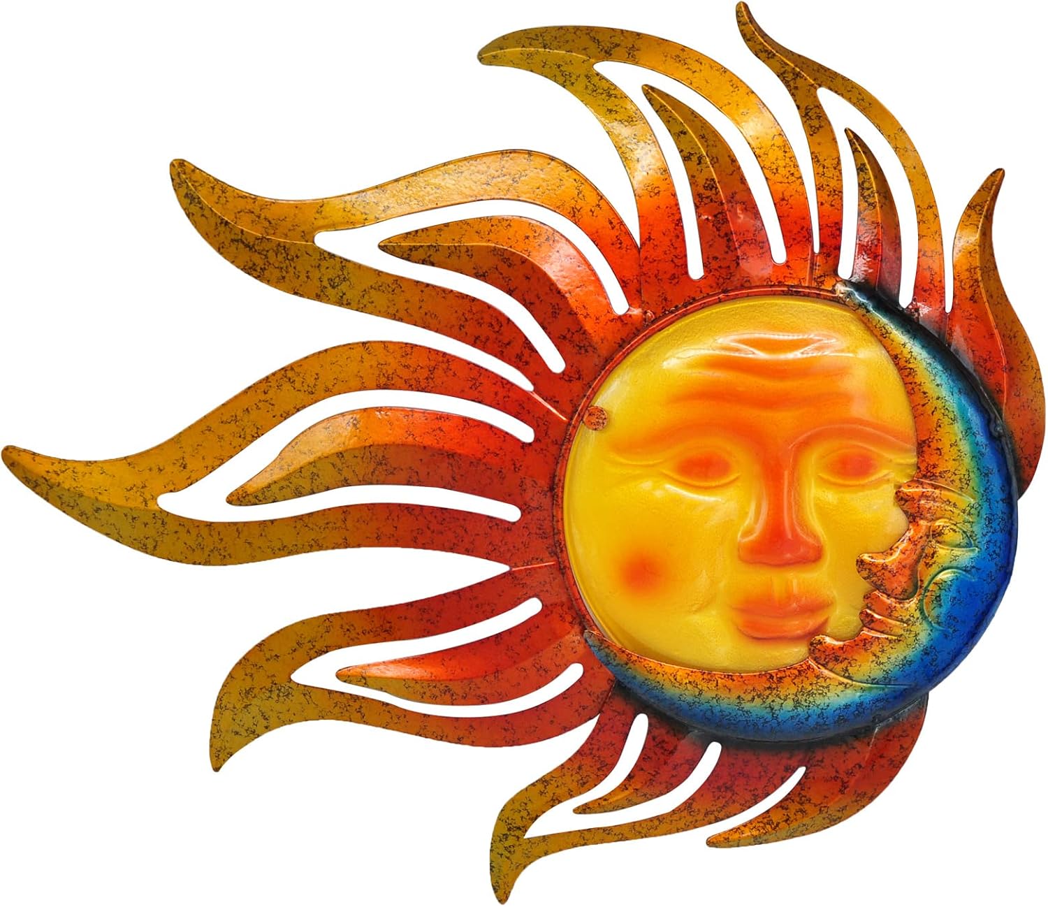Sun Metal Wall Art Outdoor Decor Sun Moon Face Wall Decor Rust Proof Large Metal Sun(18Inch)