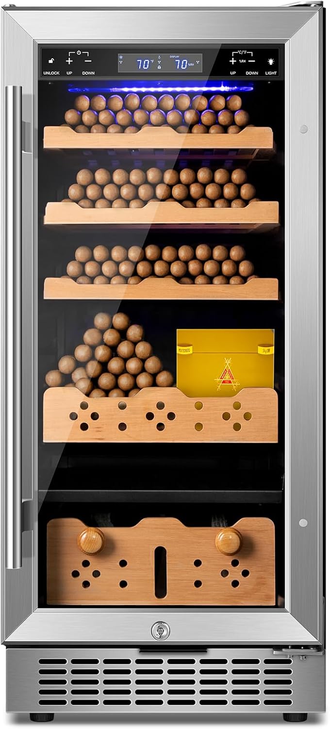 Electric Cigar Humidor,15 Inch Upgraded Large Capacity Electric Cigar Cabinet with Powerful